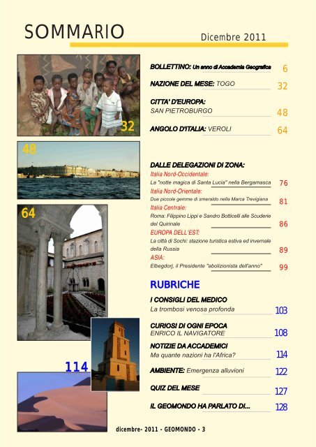 Dicembre 2011 - ACCADEMIA GEOGRAFICA MONDIALE