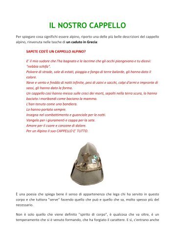 IL NOSTRO CAPPELLO - Gruppo Alpini Cuasso