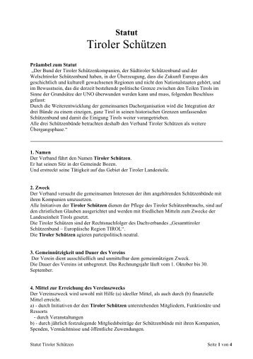 11. Statuten des Dachverbandes - Die Tiroler Schützen - Bund der ...