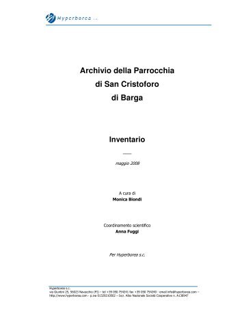 Archivio della Parrocchia di San Cristoforo di Barga - Direzione ...