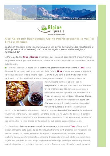 Estate per buongustai a Tires e Racines - Alpine Pearls