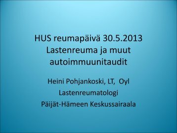 Heini Pohjankoski, Lasten reuma ja muut autoimmuunitaudit