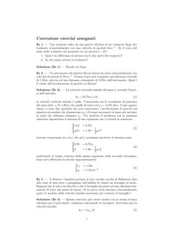 Soluzioni esercizi cinematica bidimensionale 1.pdf - Cartan