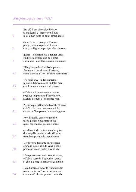 Purgatorio, canto VIII - Simone per la scuola