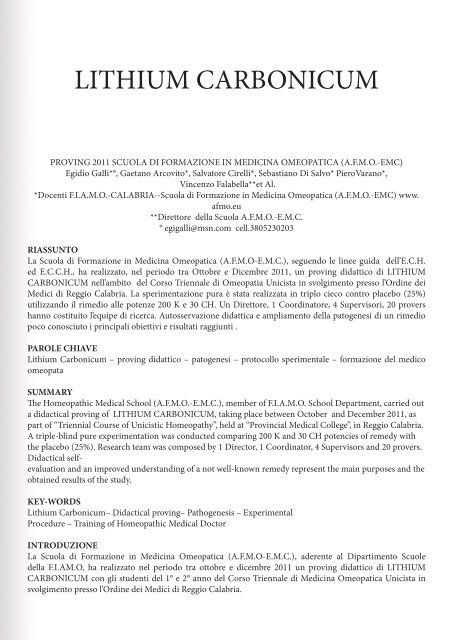 pdf - AFMO - Alta Formazione Medicina Omeopatica
