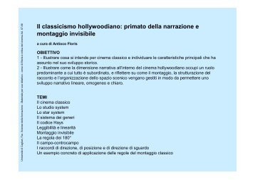 Il classicismo hollywoodiano: primato della narrazione e montaggio invisibile