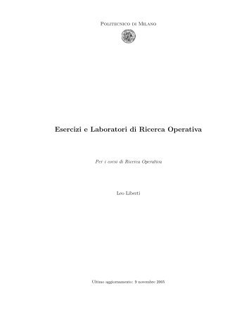 Esercizi e Laboratori di Ricerca Operativa - Lix