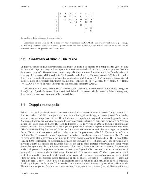 Esercizi e Laboratori di Ricerca Operativa - Lix