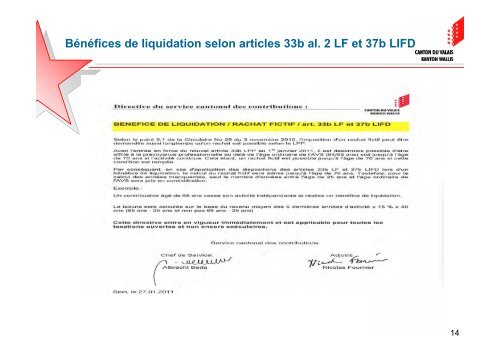 Bénéfices de liquidation selon articles 33b al. 2 LF et 37b LIFD