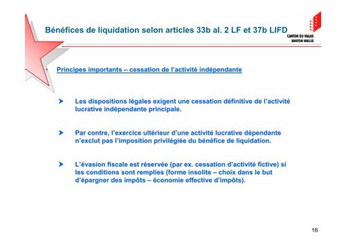 Bénéfices de liquidation selon articles 33b al. 2 LF et 37b LIFD