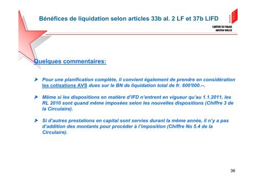 Bénéfices de liquidation selon articles 33b al. 2 LF et 37b LIFD