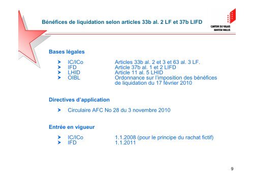 Bénéfices de liquidation selon articles 33b al. 2 LF et 37b LIFD