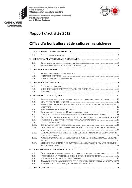 Rapport d'activités 2012 Office d'arboriculture et de ... - Etat du Valais