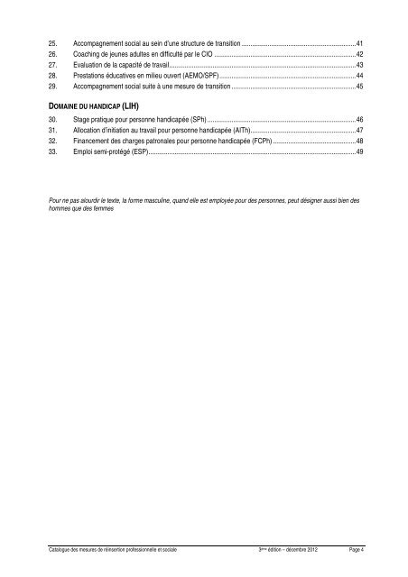 CATALOGUE DES MESURES DE RÉINSERTION ... - Etat du Valais