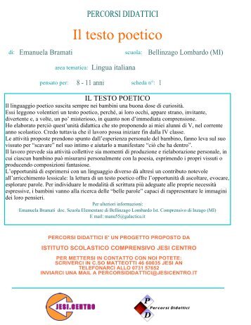 Il testo poetico - Istituto Scolastico Comprensivo Lorenzo Lotto, Jesi