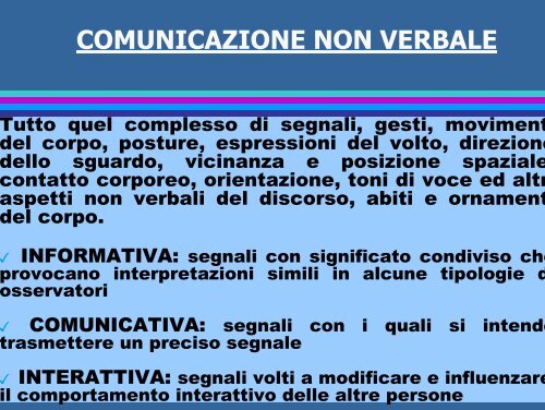 La comunicazione non verbale - Facoltà di Medicina e Chirurgia