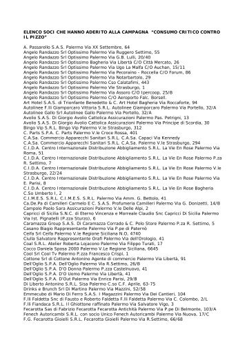 CONSUMO CRITICO CONTRO IL PIZZO - Confcommercio Palermo