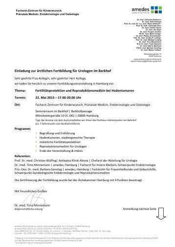 Einladung zur ärztlichen Fortbildung für Urologen im Barkhof - Über ...