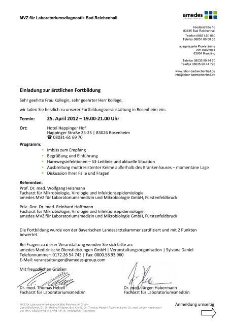 Einladung zur ärztlichen Fortbildung 25. April 2012 – 19.00-21.00 Uhr