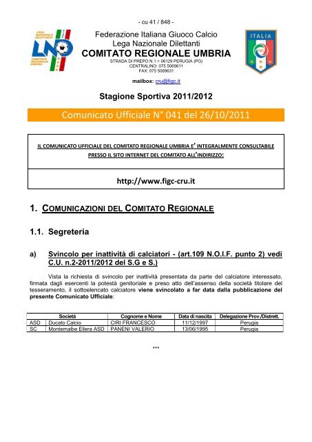 campionato allievi regionali a2 - FIGC Comitato Regionale Umbria