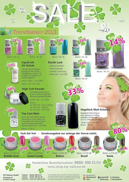 Nageldesign und Nailart Angebotsflyer April 2013 - ICP-Nailcare GmbH