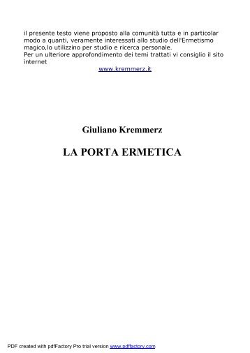 Giuliano Kremmerz, LA PORTA ERMETICA.pdf - Sito Mistero