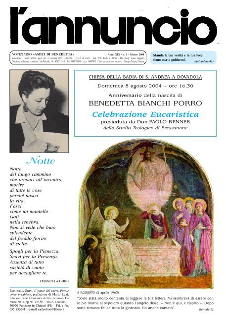 Celebrazione Eucaristica - Benedetta Bianchi Porro