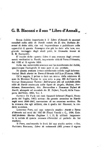 GB Biscozzi e il suo " Libro d'Annali - culturaservizi.it