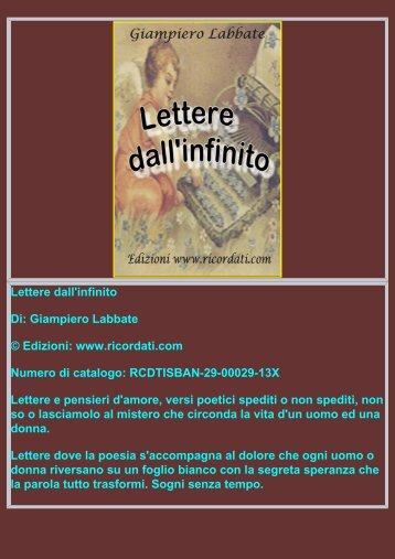 Lettere dall'infinito - giampiero labbate il pensiero e' la mia arma ...