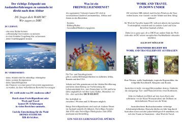 aktueller Flyer zu Freiwilligendienst / Work and Travel - Wakiya Tours