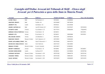 Consiglio dell'Ordine Avvocati del Tribunale di Melfi - Elenco degli ...