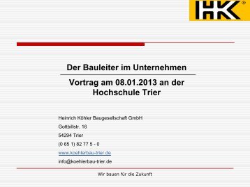 Aufgaben des Bauleiters im Unternehmen