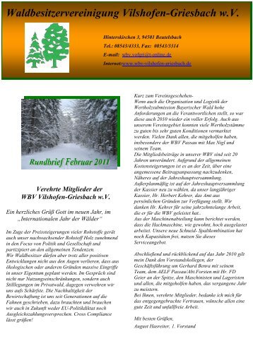 Rundbrief Februar 2011 - Waldbesitzer.net