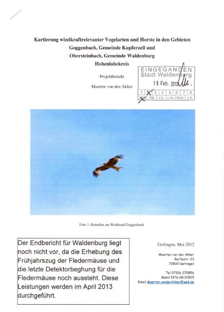 Kartierung windkraftrelevanter Vogelarten und Horste