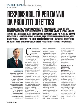 Responsabilità per danno da prodotti difettosi - Andec