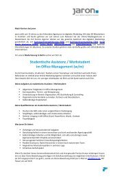 Studentische Assistenz / Werkstudent Office Management - Jaron