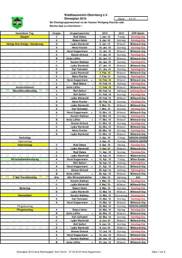 Dienstplan 2010 ohne Wechselgeld - Waldhaus Obernburg