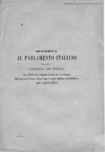 Offerta al Parlamento italiano del barone Panfilo de Riseis per ...