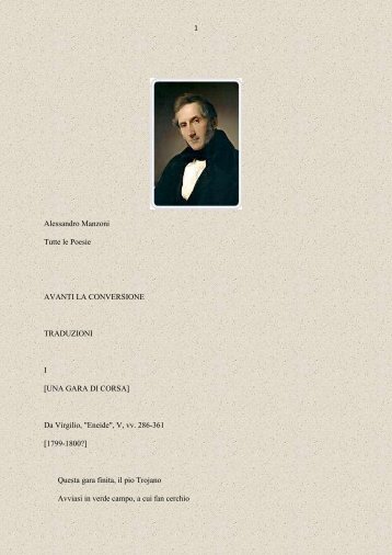 Alessandro Manzoni Tutte le Poesie AVANTI LA CONVERSIONE ...