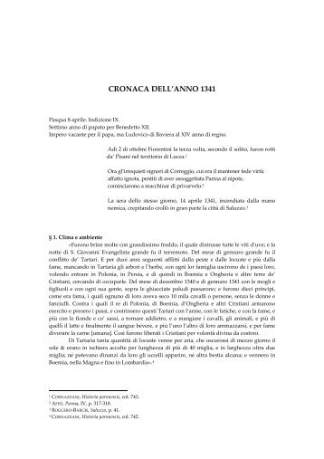 CRONACA DELL'ANNO 1341 - Università degli Studi di Verona