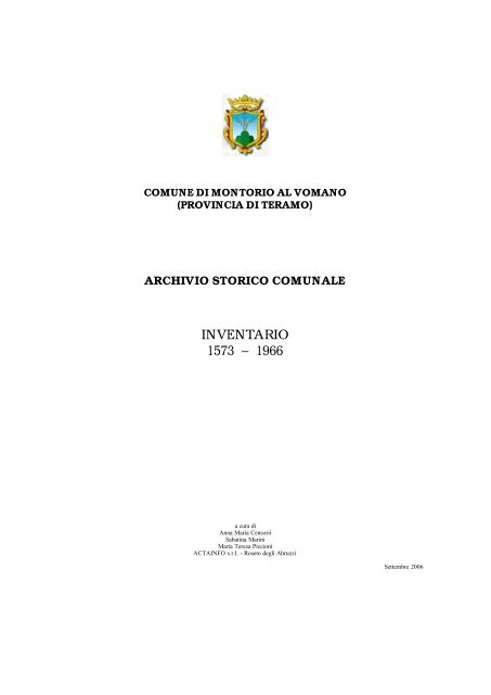 Archivio storico - Comune di Montorio al Vomano