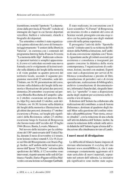 "l'impegno" in formato pdf - Istituto per la storia della Resistenza e ...