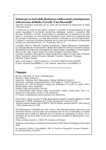 "l'impegno" in formato pdf - Istituto per la storia della Resistenza e ...