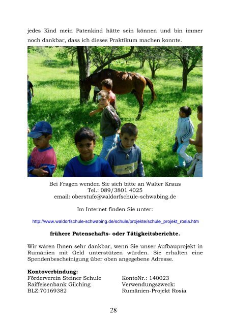Patenkindberichte 2008 von Romakindern aus Roşia/Rumänien