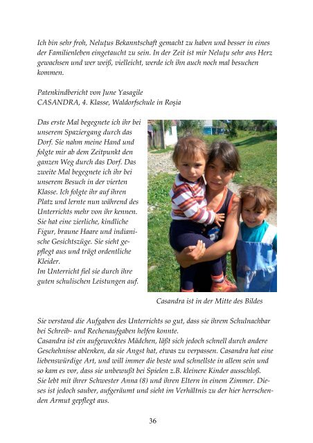 Patenschaftsberichte 2007 von Romakindern aus Roşia/Rumänien