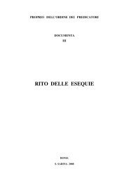 rito delle esequie - (Domenicani) - Provincia San Domenico in Italia