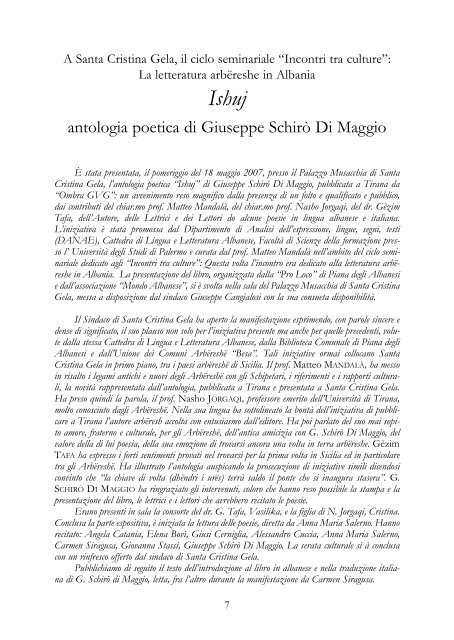 antologia poetica di Giuseppe Schirò Di Maggio - Comune di Piana ...