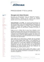 Shanghai ehrt Albert Einstein - JCDecaux Deutschland GmbH