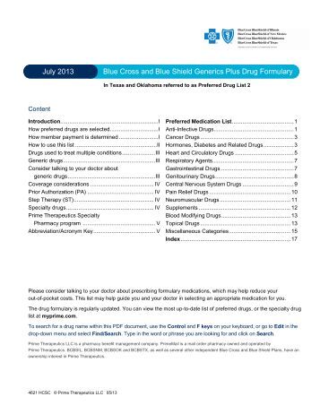 What is the Blue Cross formulary?