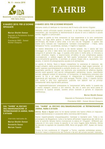 la newletter n. 5 - Osservatorio sull'immigrazione in Piemonte